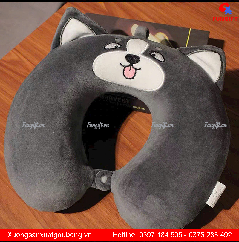 Nhận in gối U hình husky sẵn hàng