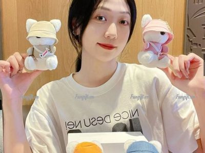 Gấu bông đội mũ dáng móc khóa