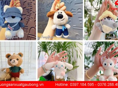 Mẫu móc khóa thú bông tại xưởng