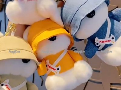 Sỉ gấu bông đội mũ móc khóa