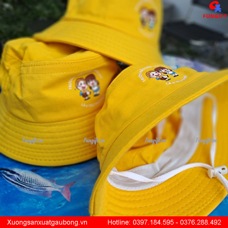 Mũ tai bèo trường mầm non in logo