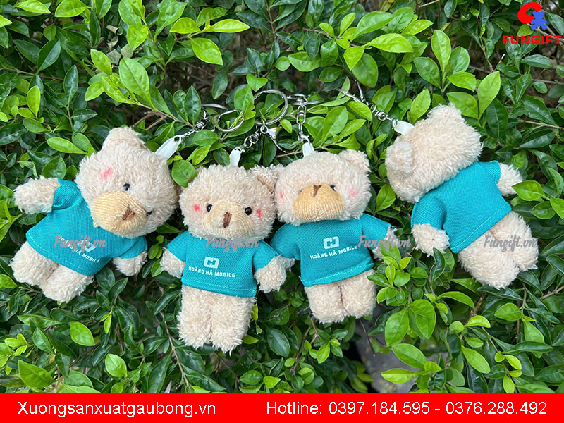 Móc khoá nhồi bông teddy in logo