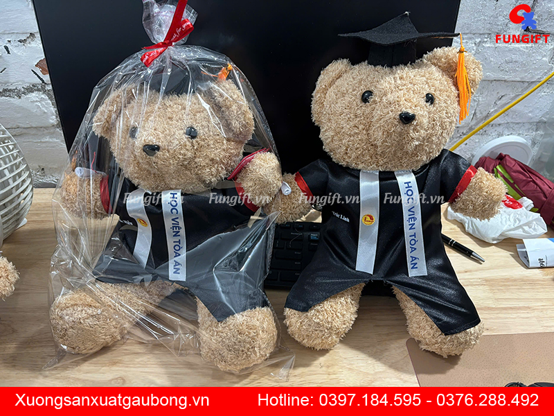 In logo lên gấu bông tốt nghiệp