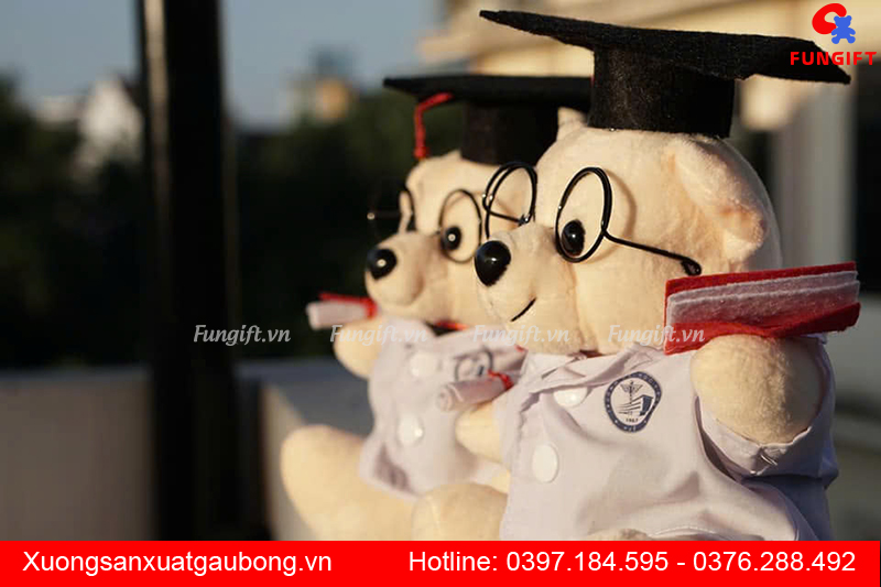 Gấu bông ngành y in trưng bày