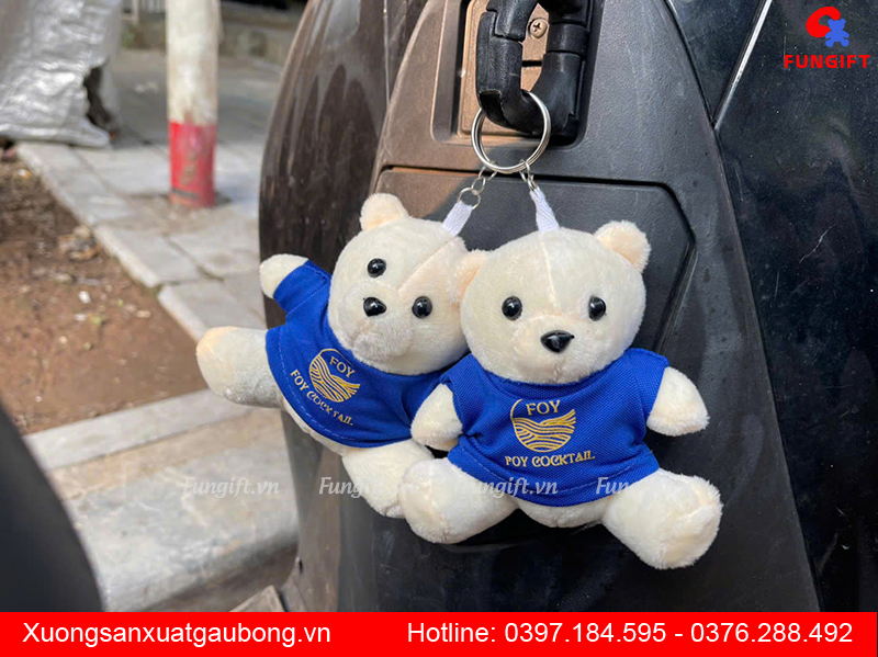 Móc khóa dễ thương gấu bông in tên