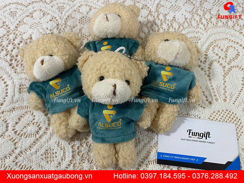Móc khoá gấu bông nhỏ in logo