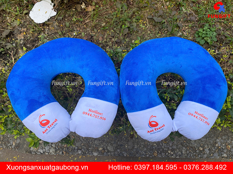 Gối kê cổ chữ U nhồi bông in logo