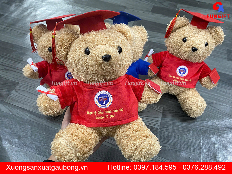 Gấu bông tốt nghiệp cử nhân in logo giá rẻ