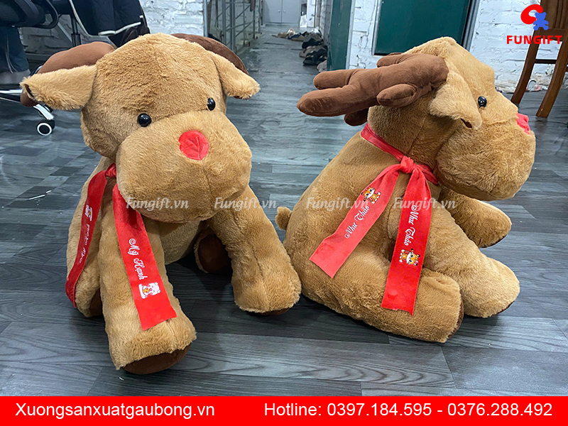 Gấu bông tuần lộc giáng sinh in tên