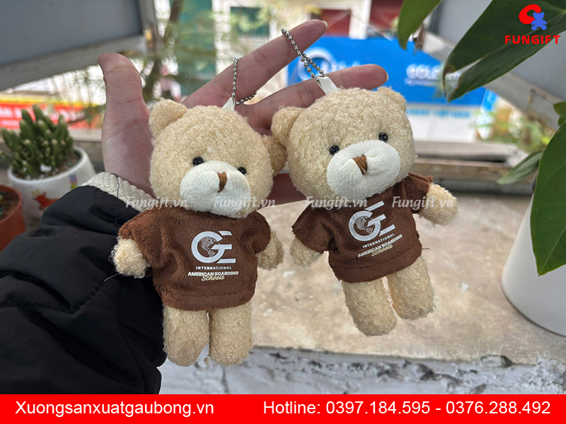 Gấu nhồi bông in logo kết hợp móc khoá