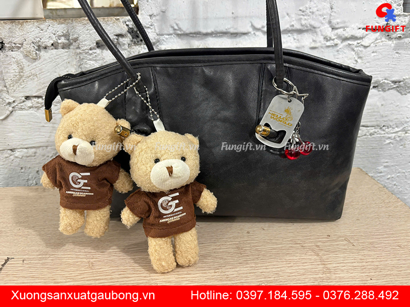 Móc khoá gấu bông in logo doanh nghiệp