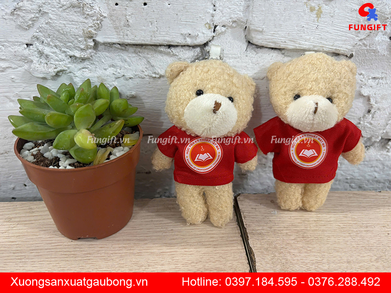 Gấu bông móc khóa in làm quà tặng