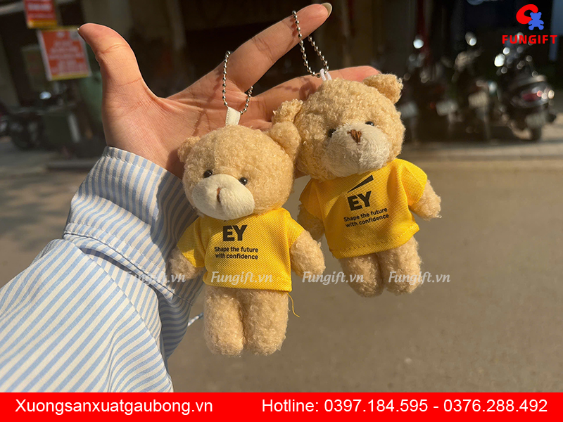 Mẫu gấu móc khóa trang trí in logo