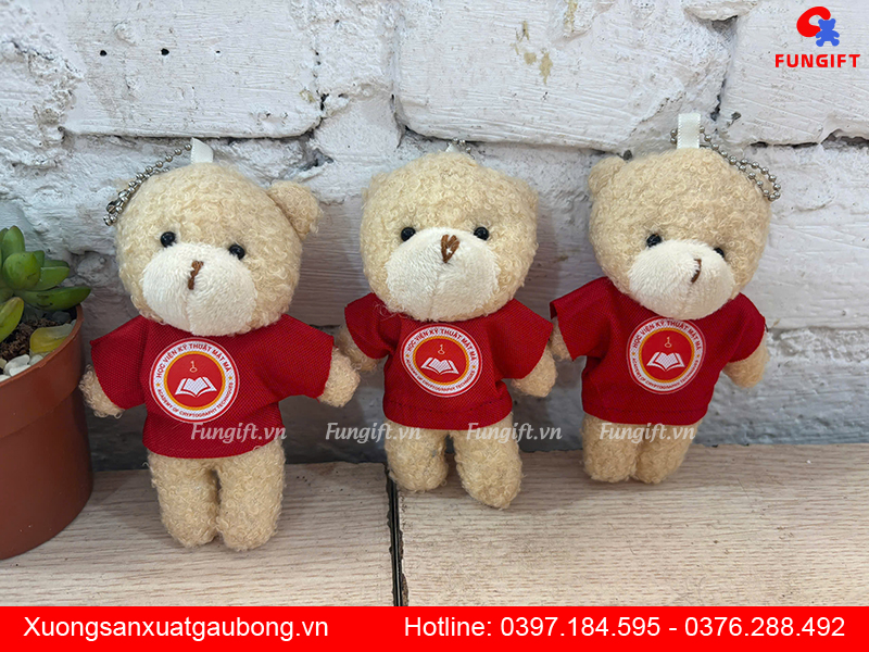 Móc khóa gấu nhồi bông in logo