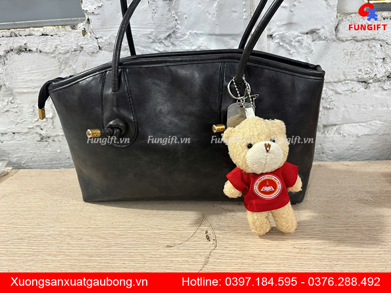 Phụ kiện trang trí gấu móc khóa in chữ