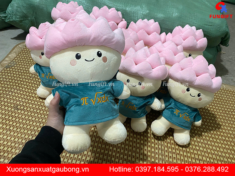 Thêu logo gấu hoa sen 30cm sản xuất