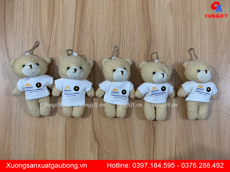 Gấu bông móc khoá in logo theo yêu cầu làm quà tặng