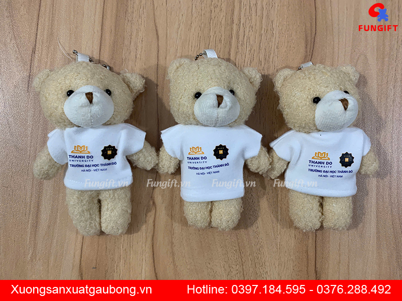Gấu nhồi bông in logo kết hợp móc khoá