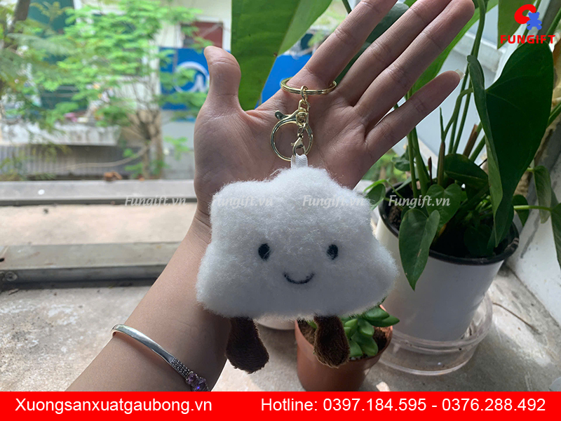 Gấu nhồi bông móc khoá in logo