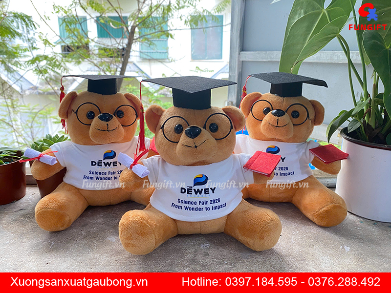 In gấu bông tốt nghiệp số lượng ít giá rẻ theo yêu cầu
