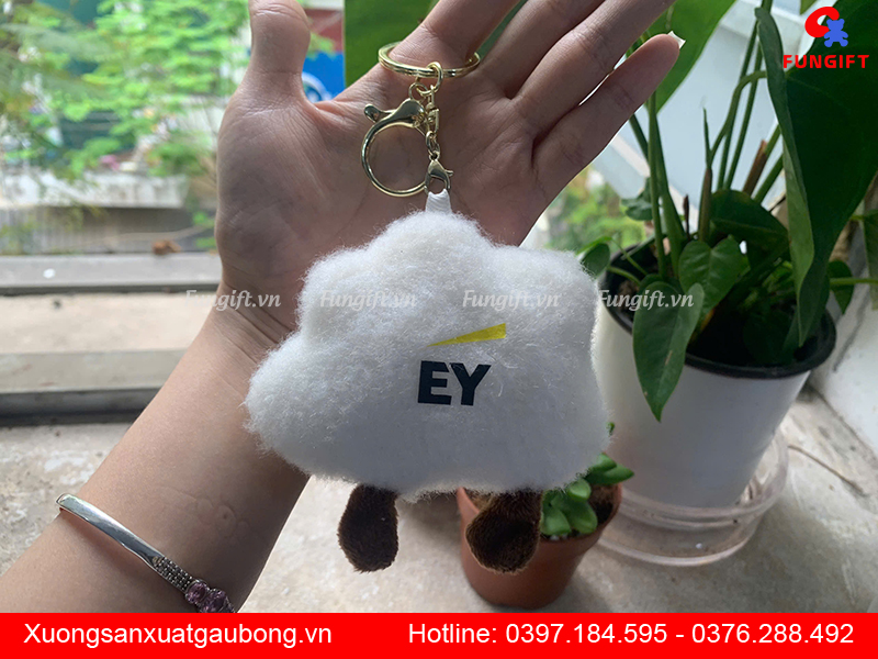 Móc khoá gấu bông đám mây in logo
