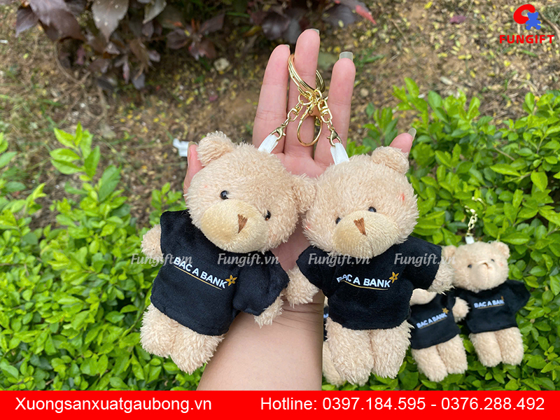 Móc khoá gấu bông nhỏ in logo làm quà tặng