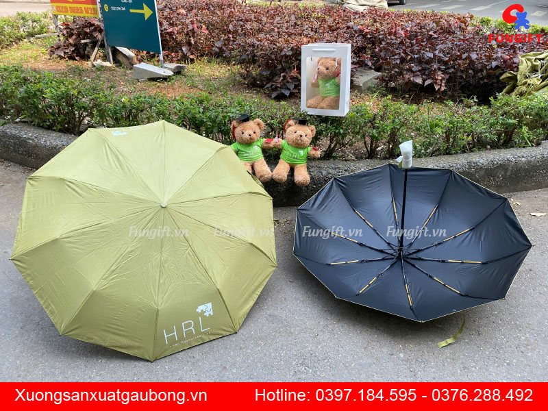 Combo quà tặng ô gấu in logo