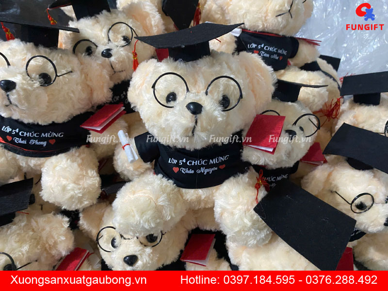 Gấu cử nhân in logo kèm phụ kiện