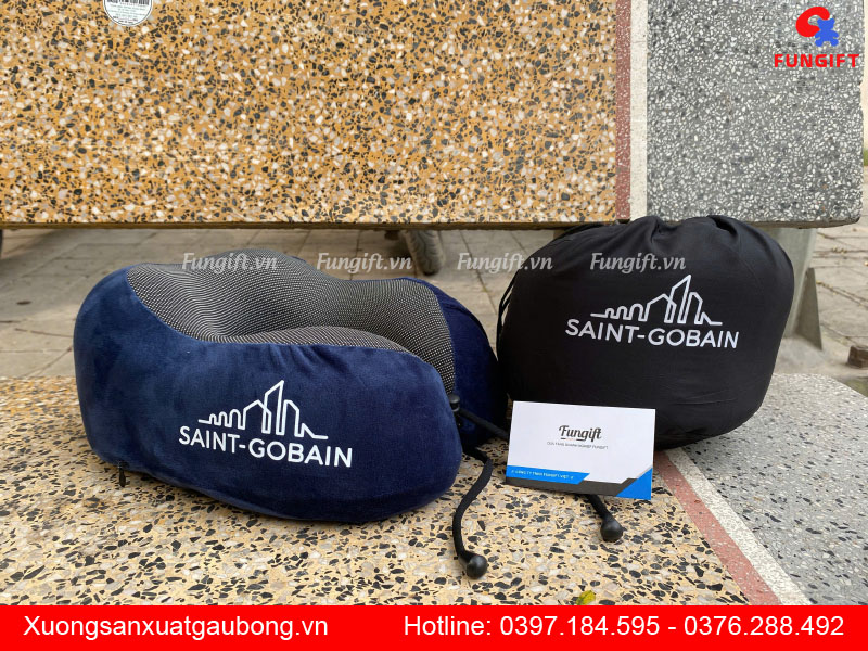 Gối U cao su non kèm túi in logo