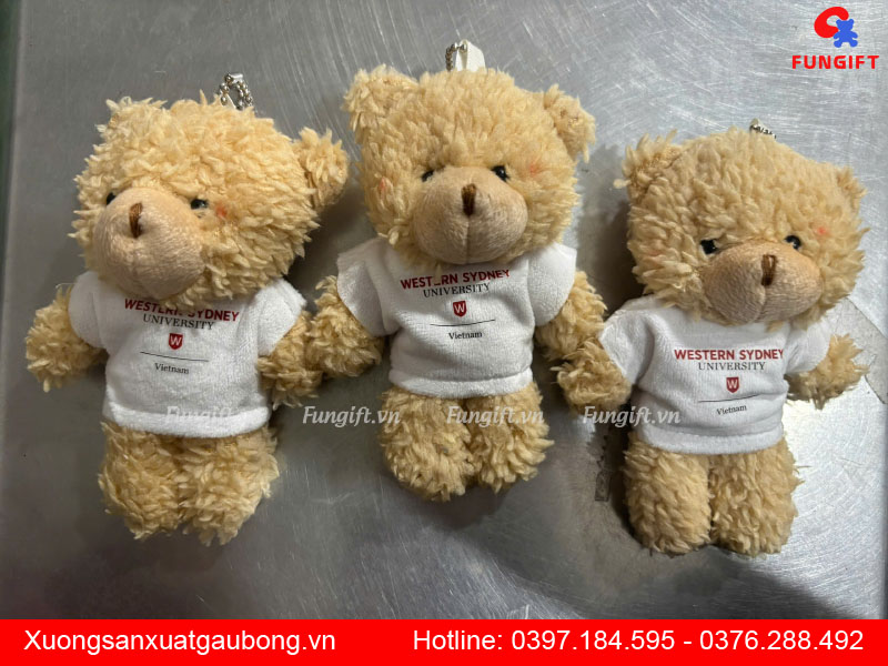 Phụ kiện móc khóa gấu bông in logo
