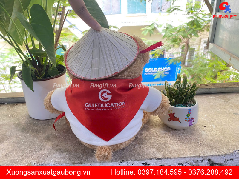 Gấu bông choàng khăn đỏ in logo