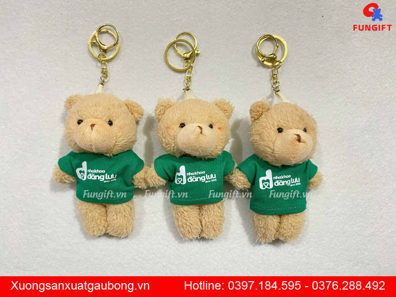 Gấu bông kèm móc khoá in logo quà tặng quảng cáo
