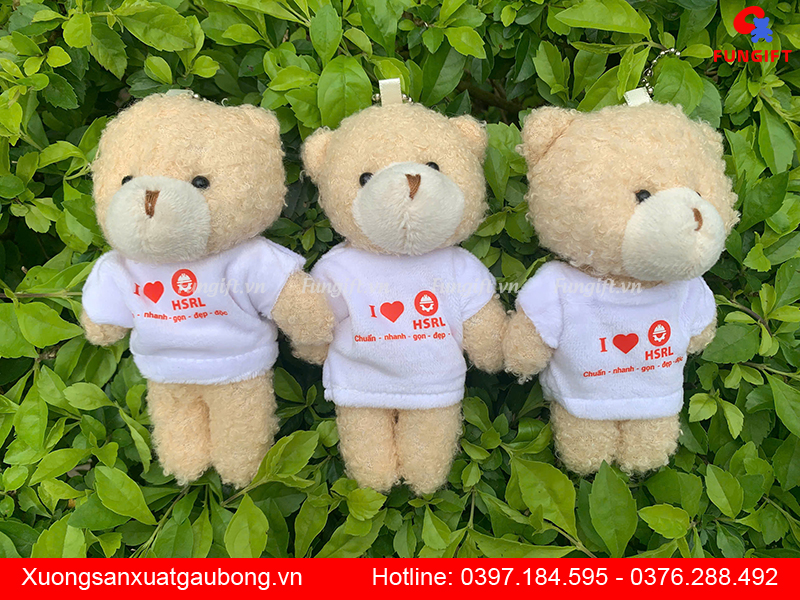 Gấu bông kèm móc khoá in logo quà tặng quảng cáo