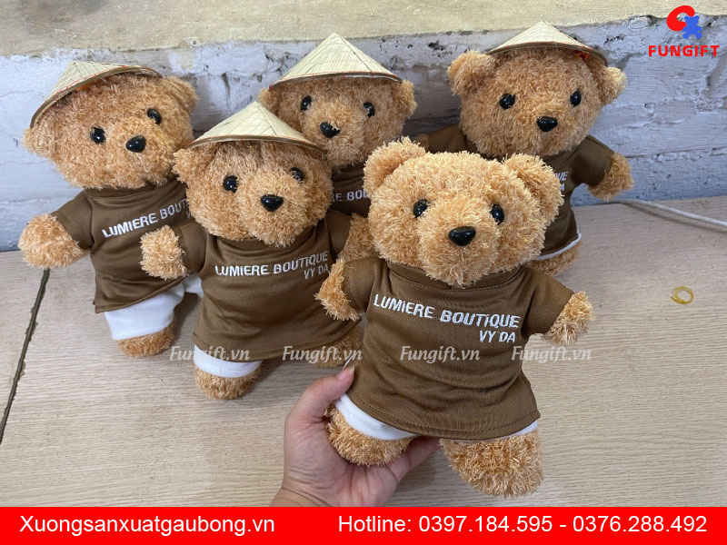 Gấu bông mặc áo dài thiết kế theo yêu cầu thêu logo công ty