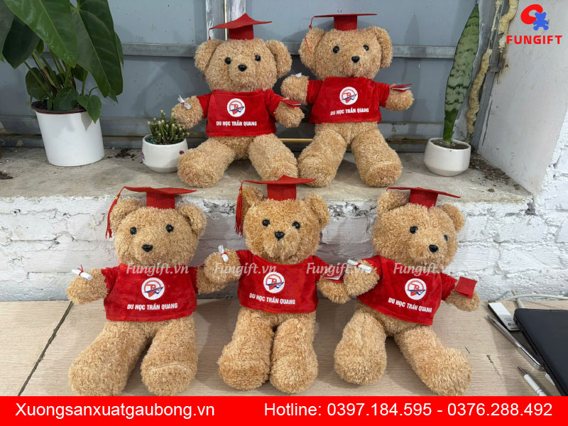 Gấu bông tốt nghiệp ghi tên, in logo trường học