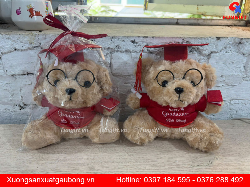 Gấu bông tốt nghiệp in logo Hà Nội