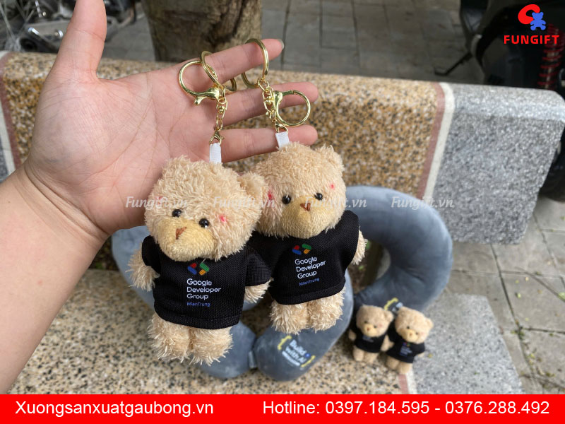 Gấu nhồi bông in logo kết hợp móc chìa khoá