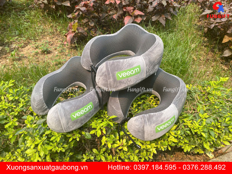 Gối chữ U kê cổ cao su non in logo