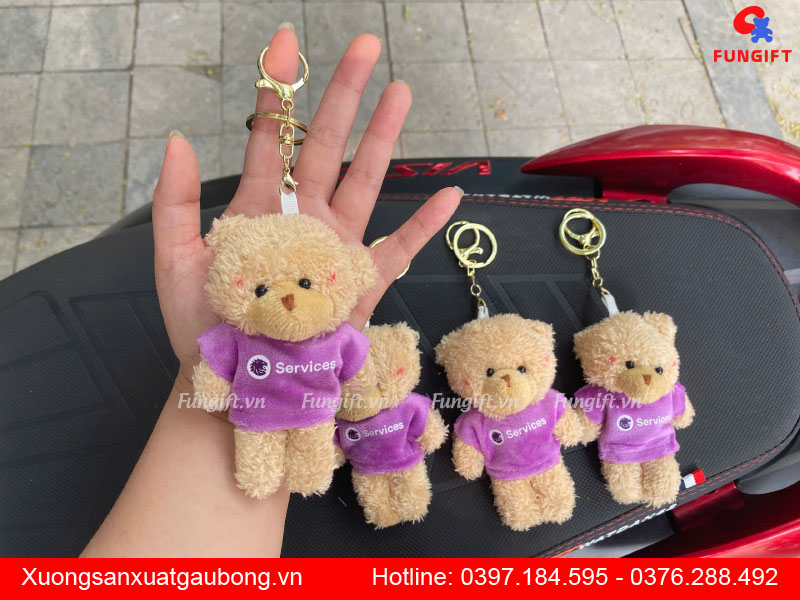 Móc khoá gấu bông in logo doanh nghiệp