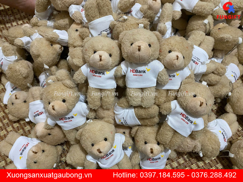 Móc khoá gấu bông in logo doanh nghiệp