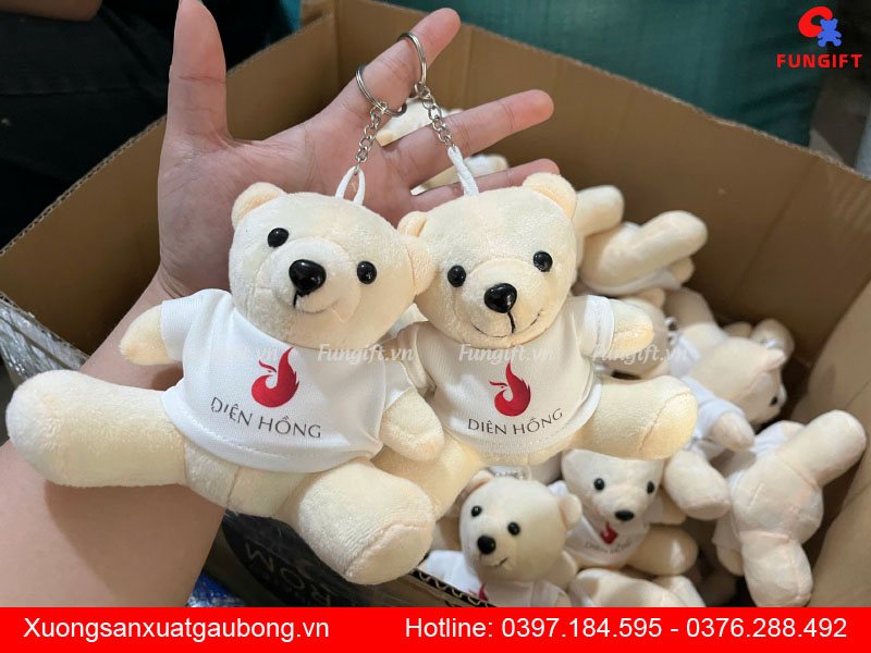 Móc khoá gấu bông nhỏ in logo theo yêu cầu làm quà tặng