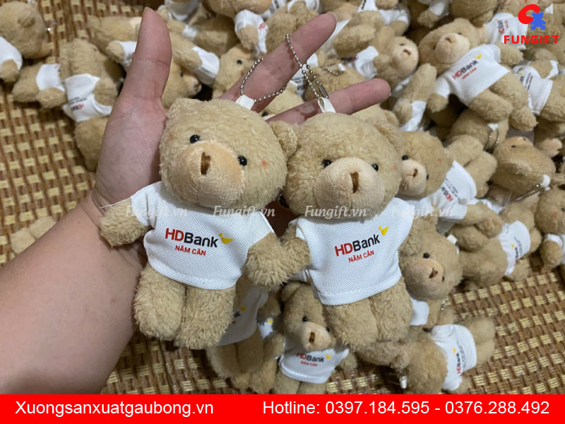 Móc khoá gấu bông quà tặng in logo theo yêu cầu