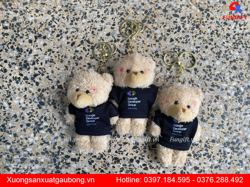 Móc khoá gấu bông quà tặng in logo