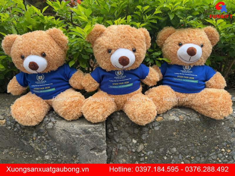 Gấu bông dễ thương in logo trường học