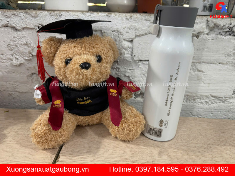 Set quà tặng gấu bình in logo