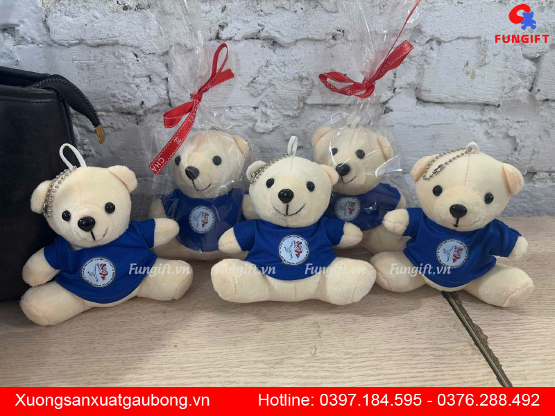 Gấu nhồi bông móc khoá in logo