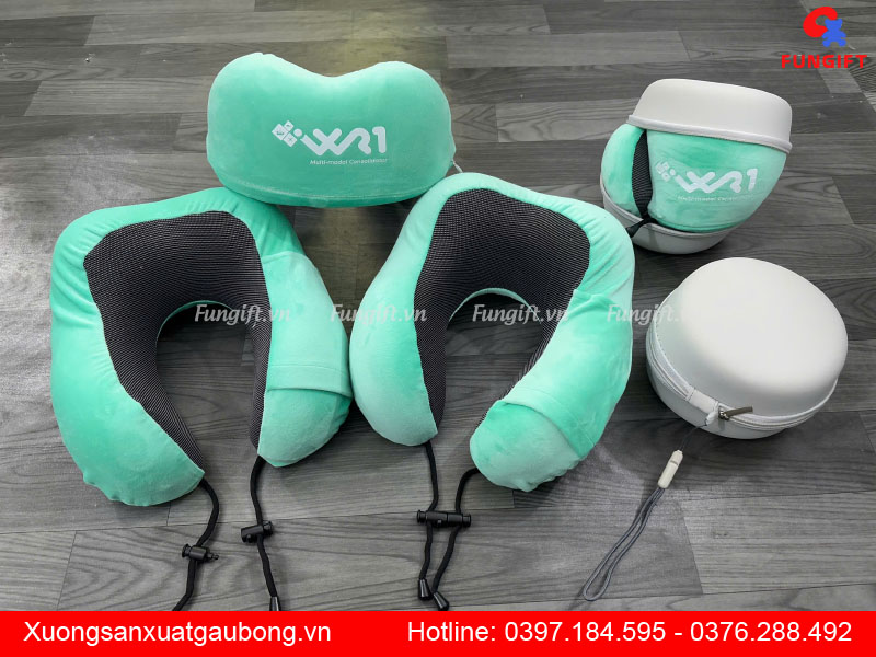 Gối chữ U kê cổ cao su non in logo
