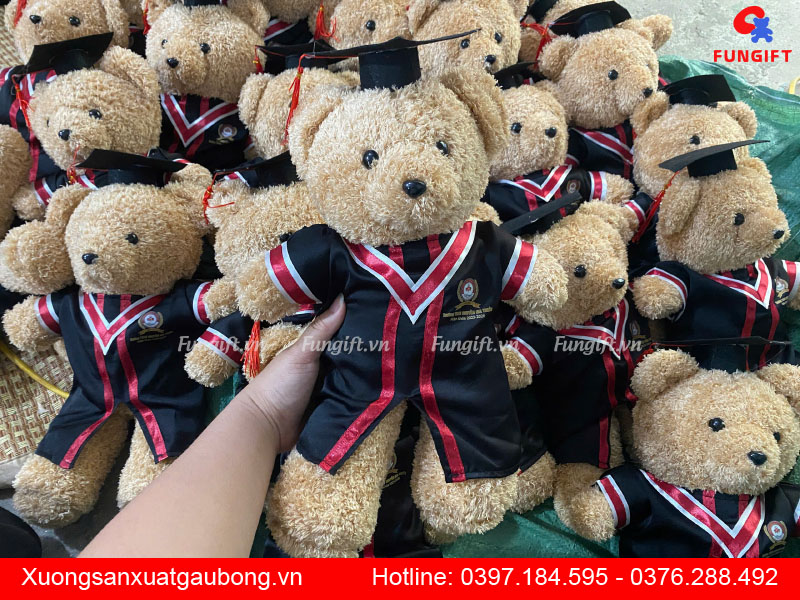 In gấu bông tốt nghiệp số lượng ít giá rẻ theo yêu cầu 