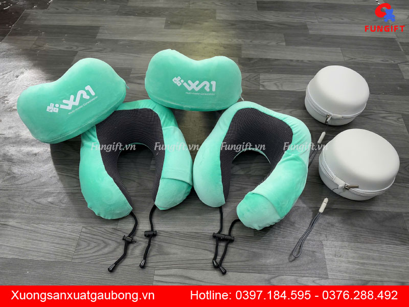Xưởng sản xuất gia công gối cổ chữ U in logo làm quà tặng doanh nghiệp