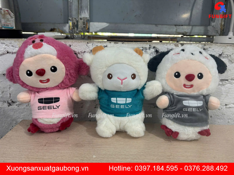 Gấu bông mix hoạt hình in logo